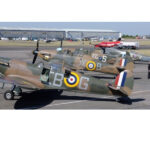 Hurricanes and spitfires of RAF Battle of Britain Flight return to North Weald Airfield in 2015