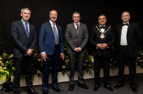 Darren Goodey, Ken Waylett, Mike Witham, Chairman of the Council Cllr Darshan Sunger and Scott Mcllwaine.