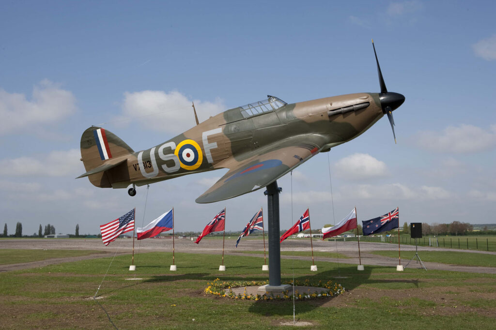 North Weald Airfield gate guardian - a replica Hawker Hurricane