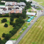 An aerial photo of the hangars