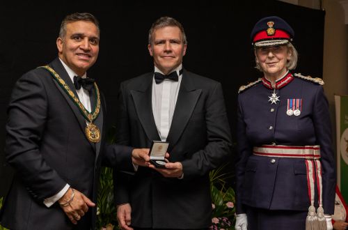 Chairman of the Council Cllr Darshan Sunger, Geoff Styles and The Lord Lieutenant of Essex, Jennifer Tolhurst