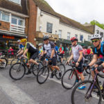 Riders in Epping High Street set off after a quick pitstop