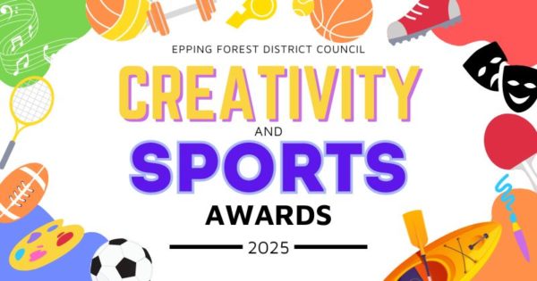 Creativity and Sports Award 2025. Images of sports and creative arts around the text which is in the middle