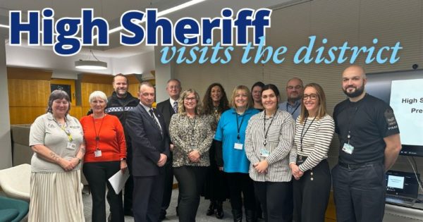 High sheriff visits the district. Group photo of EFDC officers, Essex Police, Cllr Paul Keska, Cllr Kaz Rizvi and High Sheriff of Essex David Hurst